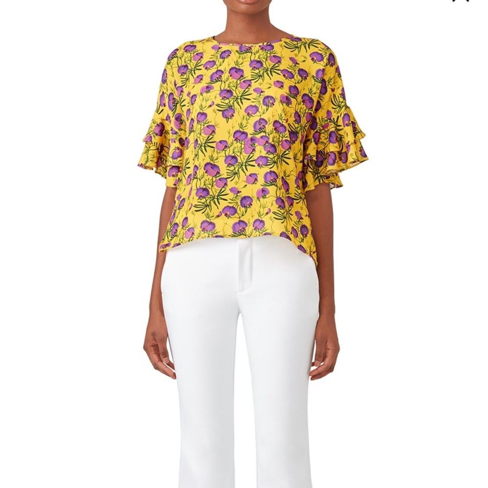 Delfi floral Sienna Ruffle Sleeve Blouse Top sz M